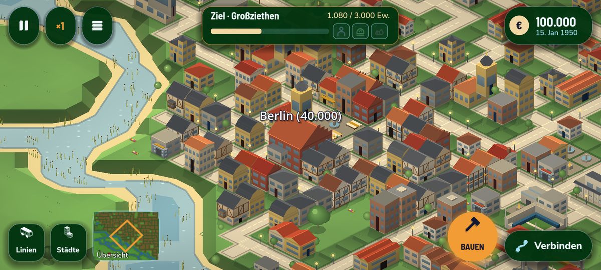 Isometrische Großstadt mit Fachwerkhäusern und Rathaus