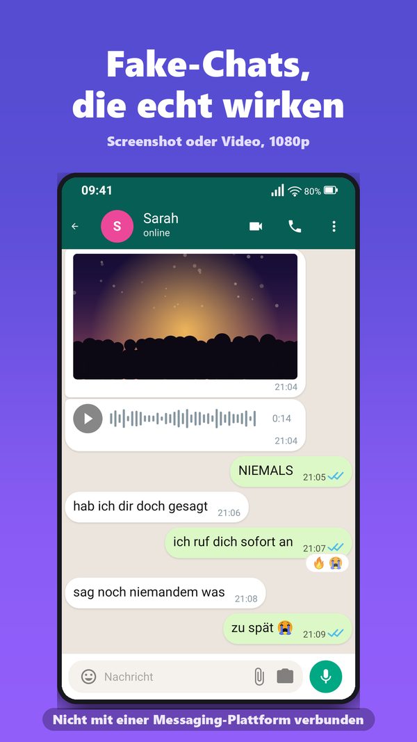 Fake-Chat als Screenshot und Video