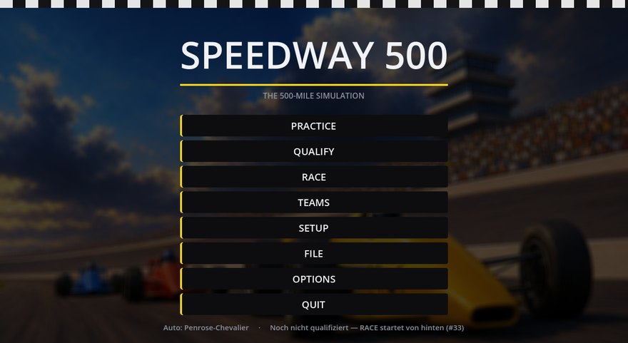 Hauptmenü von Speedway 500