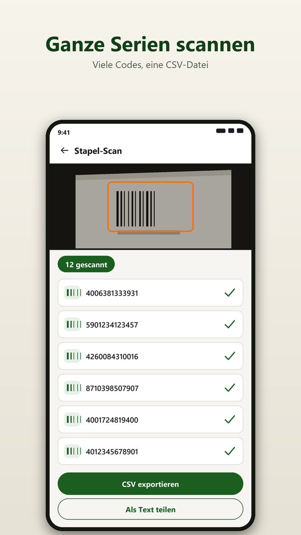 Stapelscan mehrerer Codes