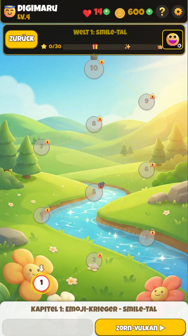Story-Karte der Welt Smile-Tal mit zehn Leveln