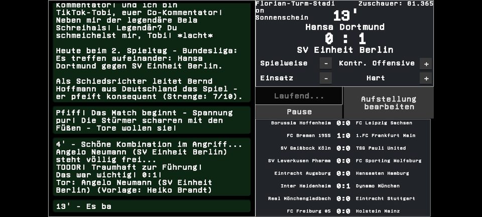 Ein laufendes Spiel in der Spielansicht