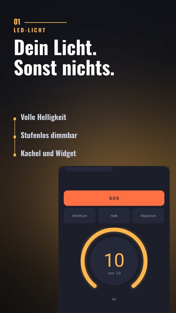 Hauptbildschirm mit Helligkeitsregler