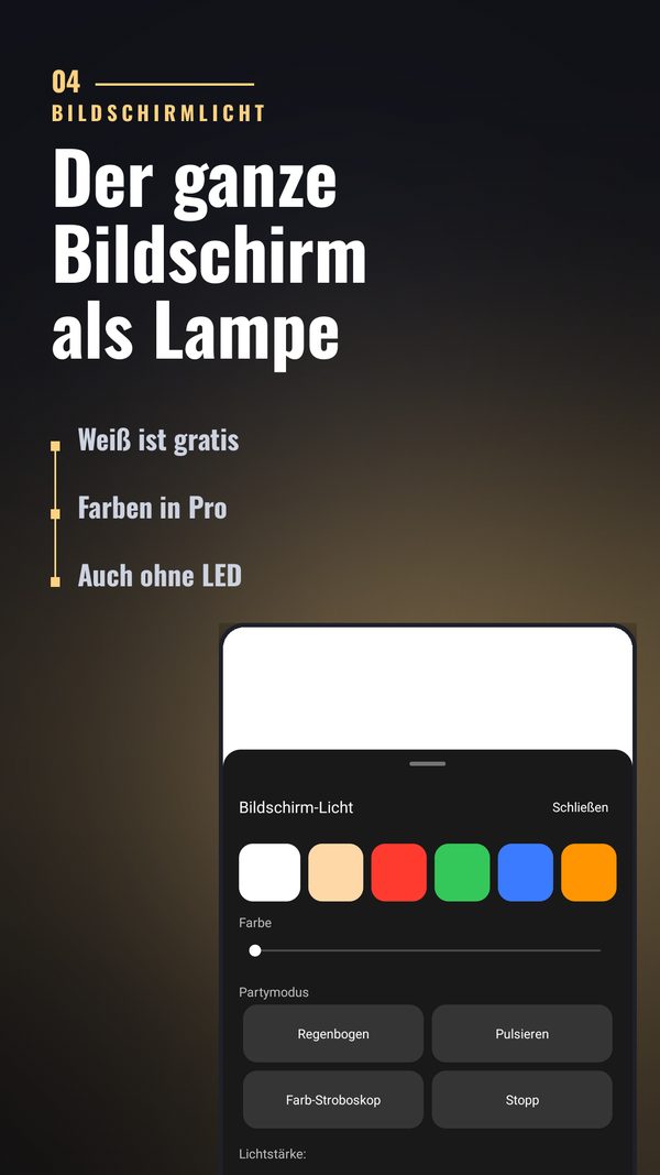 Bildschirmlicht mit Farbfeldern