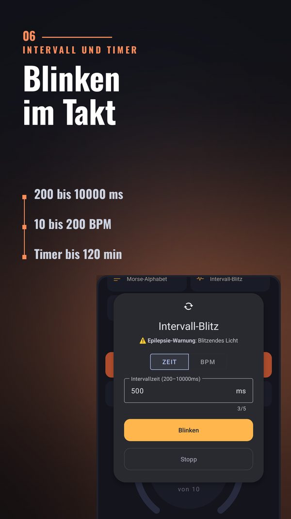 Intervall-Blitz und Timer