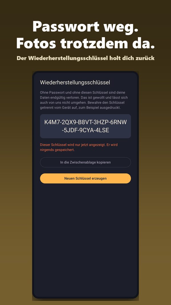 Wiederherstellungsschlüssel von Vault Pure