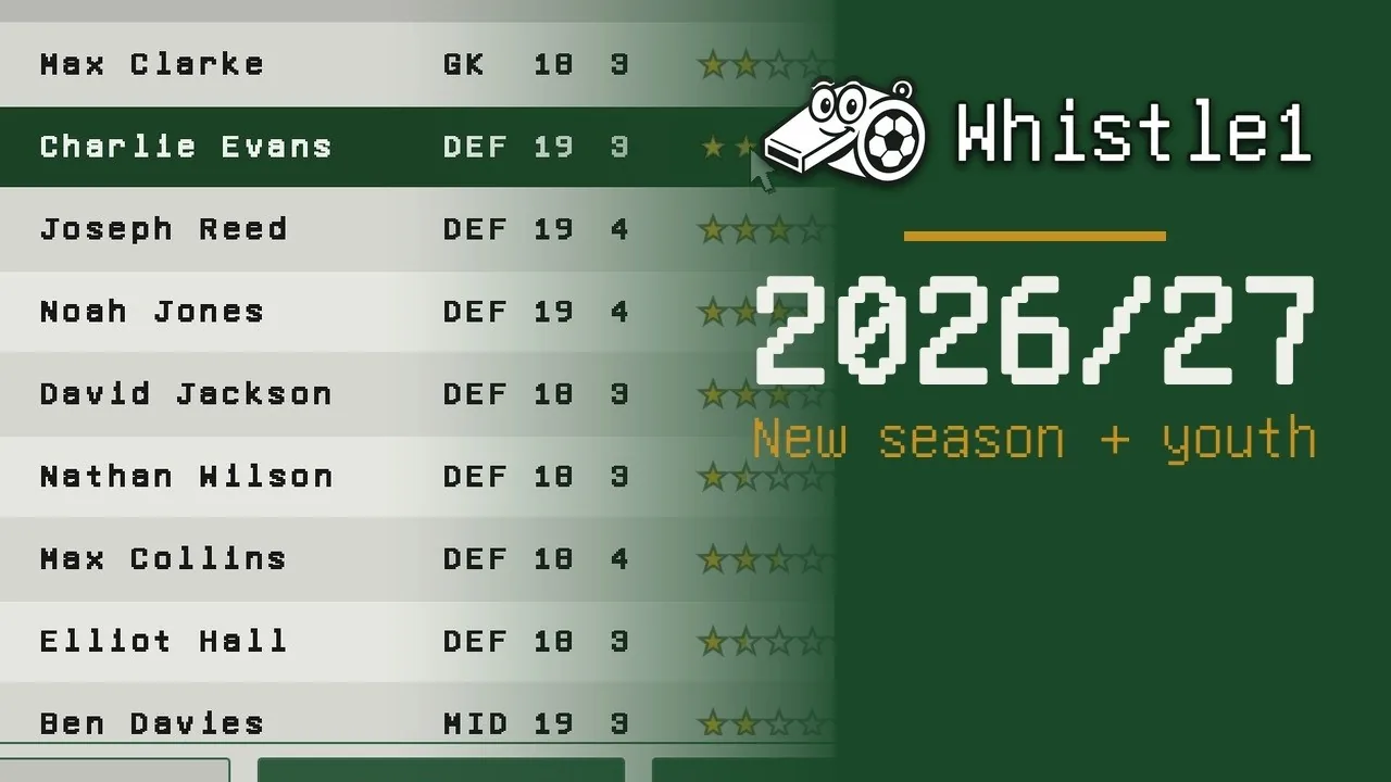 Whistle1 2.1.7: Season 2026/27 and your own youth academy