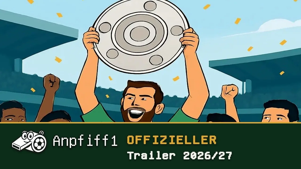 Anpfiff1: Retro Fußballmanager kostenlos für Handy und PC | Trailer 2026