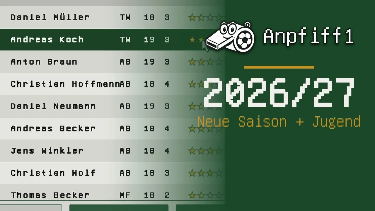 Anpfiff1 2.1.7: Saison 2026/27 und deine eigene Jugendabteilung