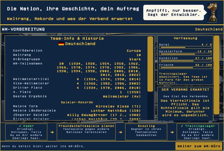 Vorbereitung mit Weltrang, Rekorden und Verbandsauftrag